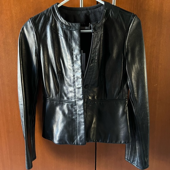 NWT Diane von Furstenberg Maya Black Leather Jacket size 2 - Picture 11 of 12